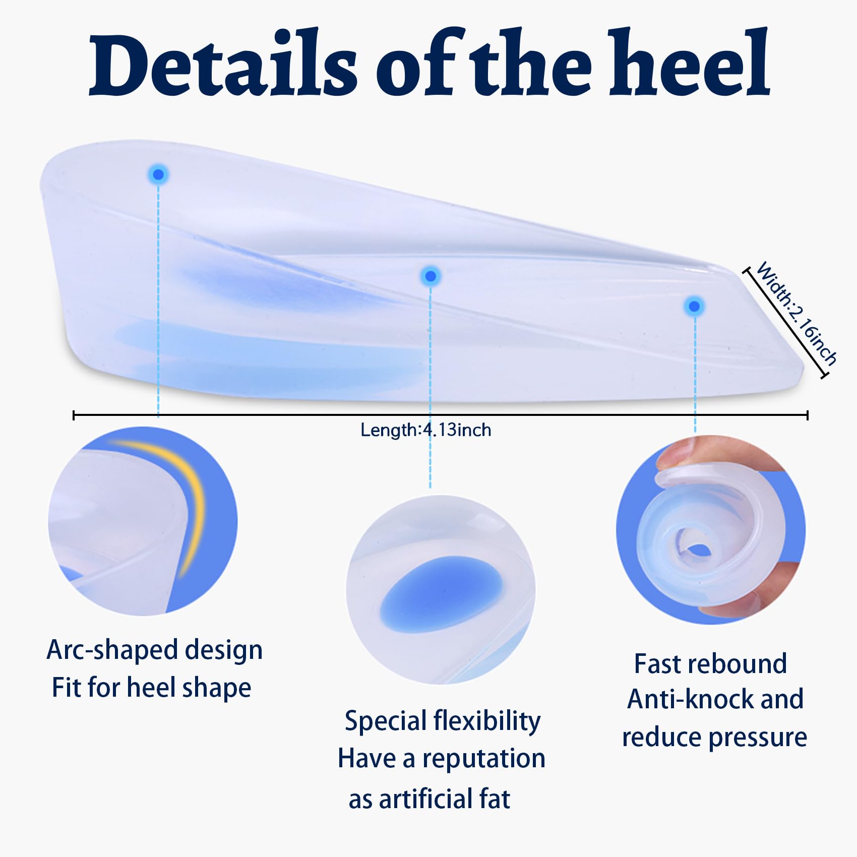3 Pairs Silicone Gel Heel Cups for Plantar Fasciitis Relief - Shock Absorbing Heel Pads for Heel Pain, Bone Spurs & Achilles Tendon Support - Perfect for Running, Walking & Everyday Comfort