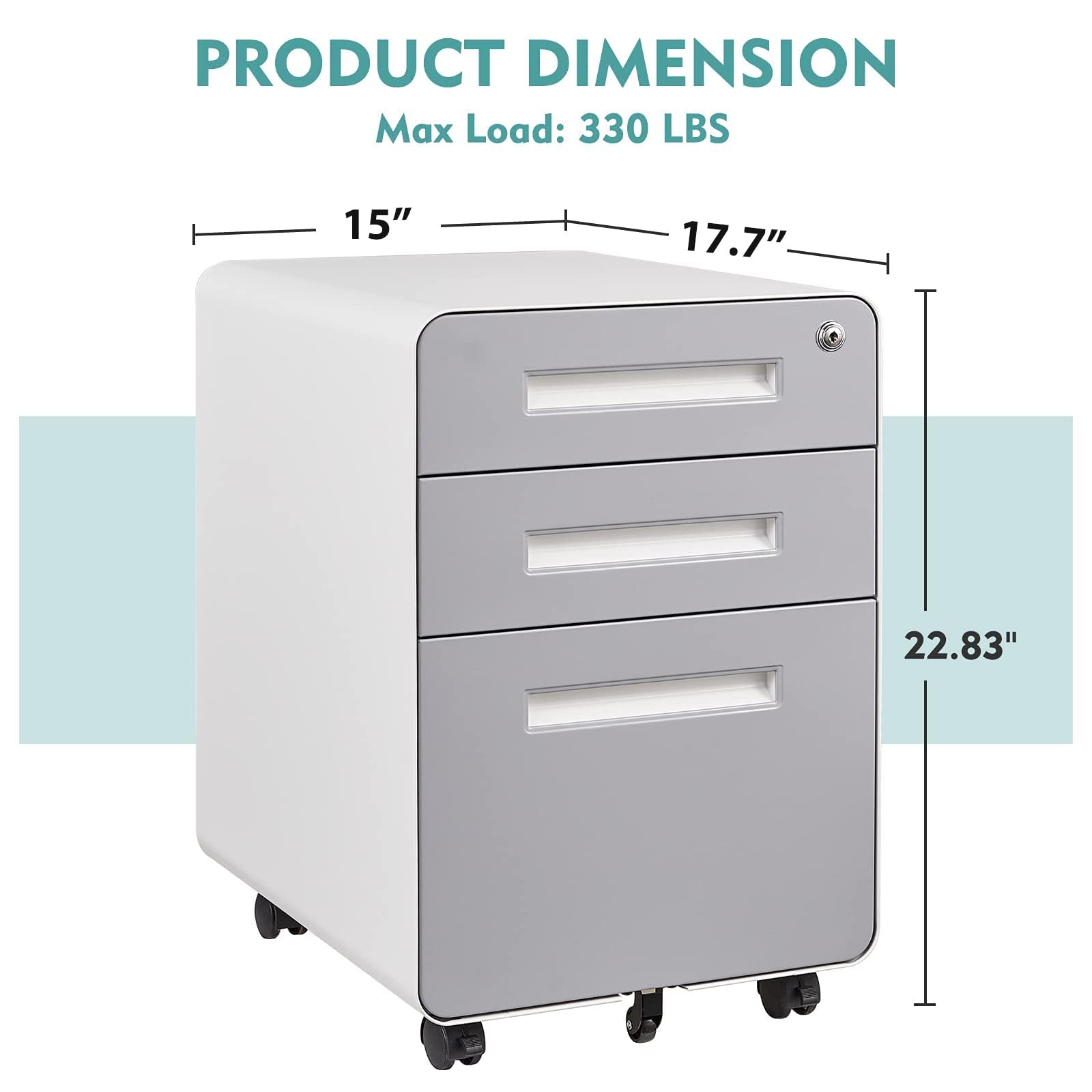 MIIIKO White File Cabinet - Modern Small Rolling Locking Metal Filing Cabinet for Home Office, Legal & Letter Size, Round Corner Design - Perfect for Organizing Documents in Small Spaces, Offices & Classrooms