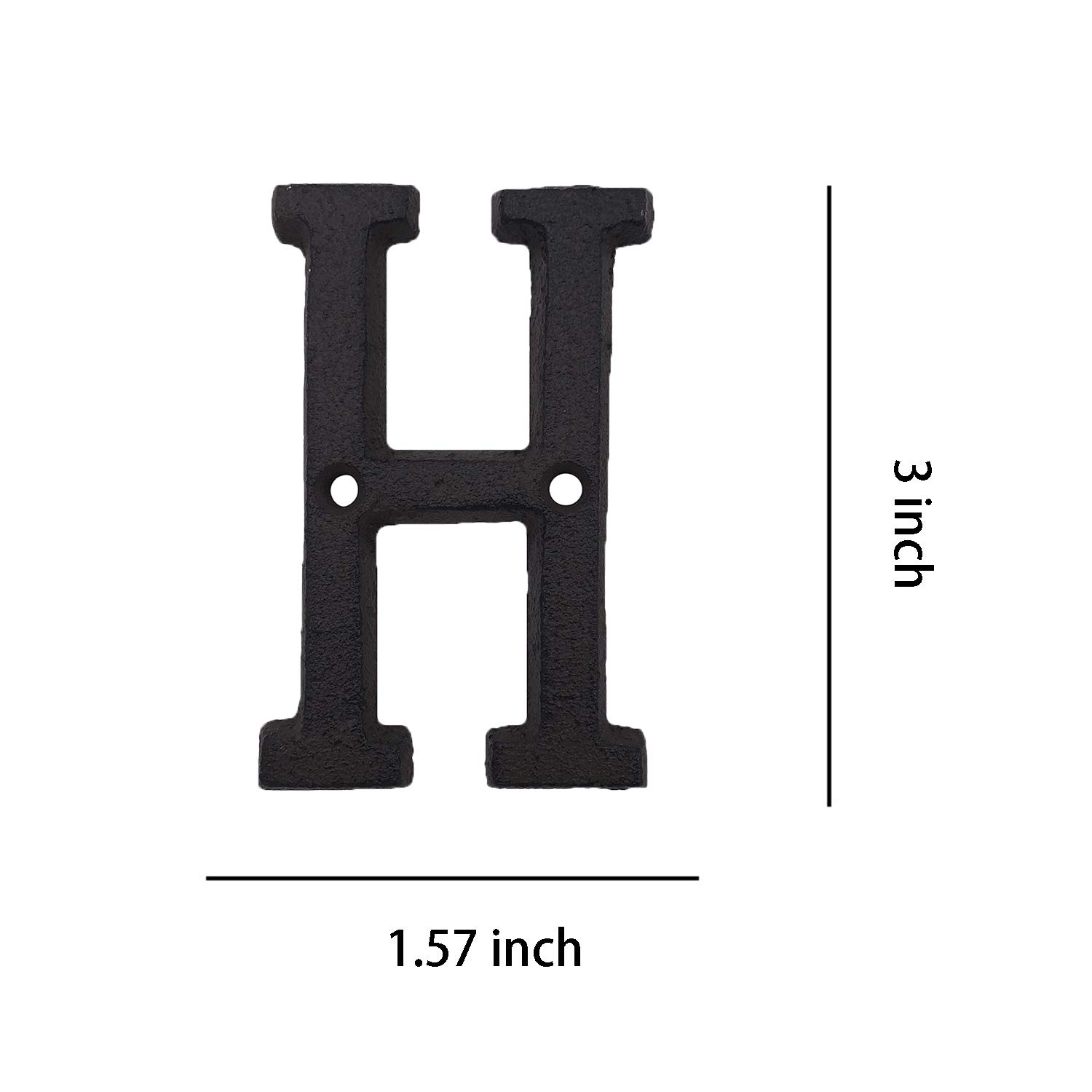 3 Inch Cast Iron House Letters - Durable Mailbox & Home Address Letters (Letter H) for Outdoor Decor, House Numbering & Personalized Signage