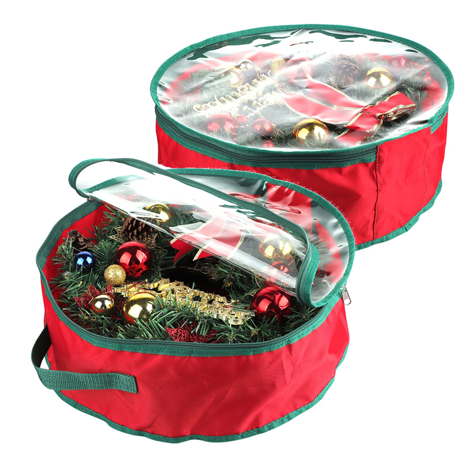 Okngr Christmas Wreath Storage Bag - Large Red Holiday Wreath Container with Clear Window, Durable & Tear-Resistant for Easy Xmas Decoration Storage | Perfect for Holiday Organization & Seasonal Decor Protection