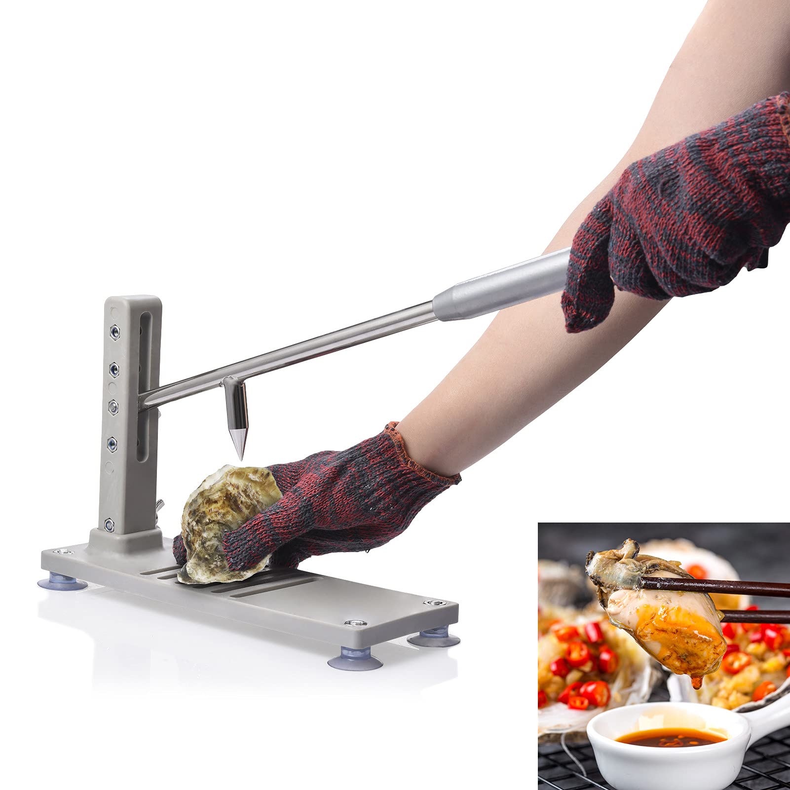 Premium Stainless Steel Oyster Shucker - Heavy Duty Adjustable Oyster Clam Opener Tool with Ergonomic Handle for Restaurants, Seafood Lovers & Home Use - Perfect for Buffets, Dinner Parties & Gifts (Alloy Steel)