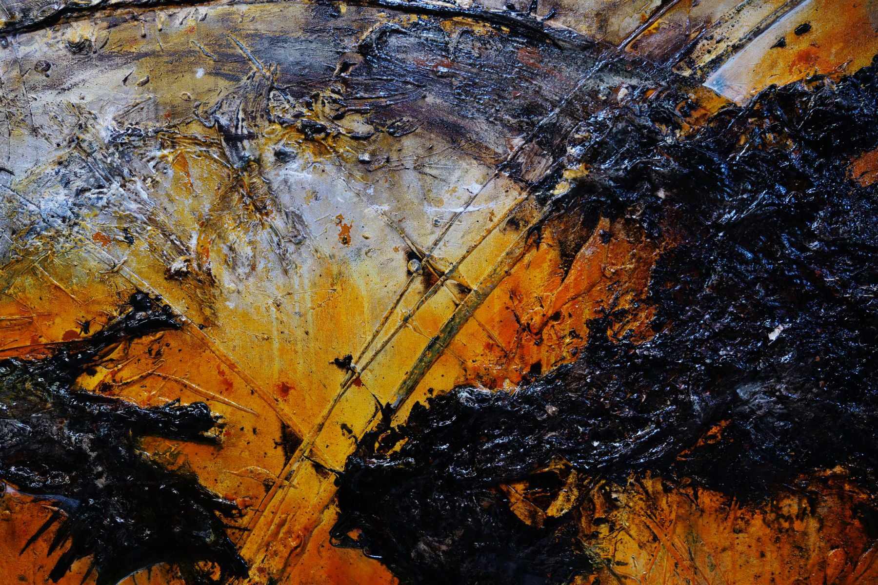 Loaded Sienna 270cm x 120cm Black Textured Abstract Canvas Painting - Modern Wall Art for Living Room, Bedroom & Office Decor