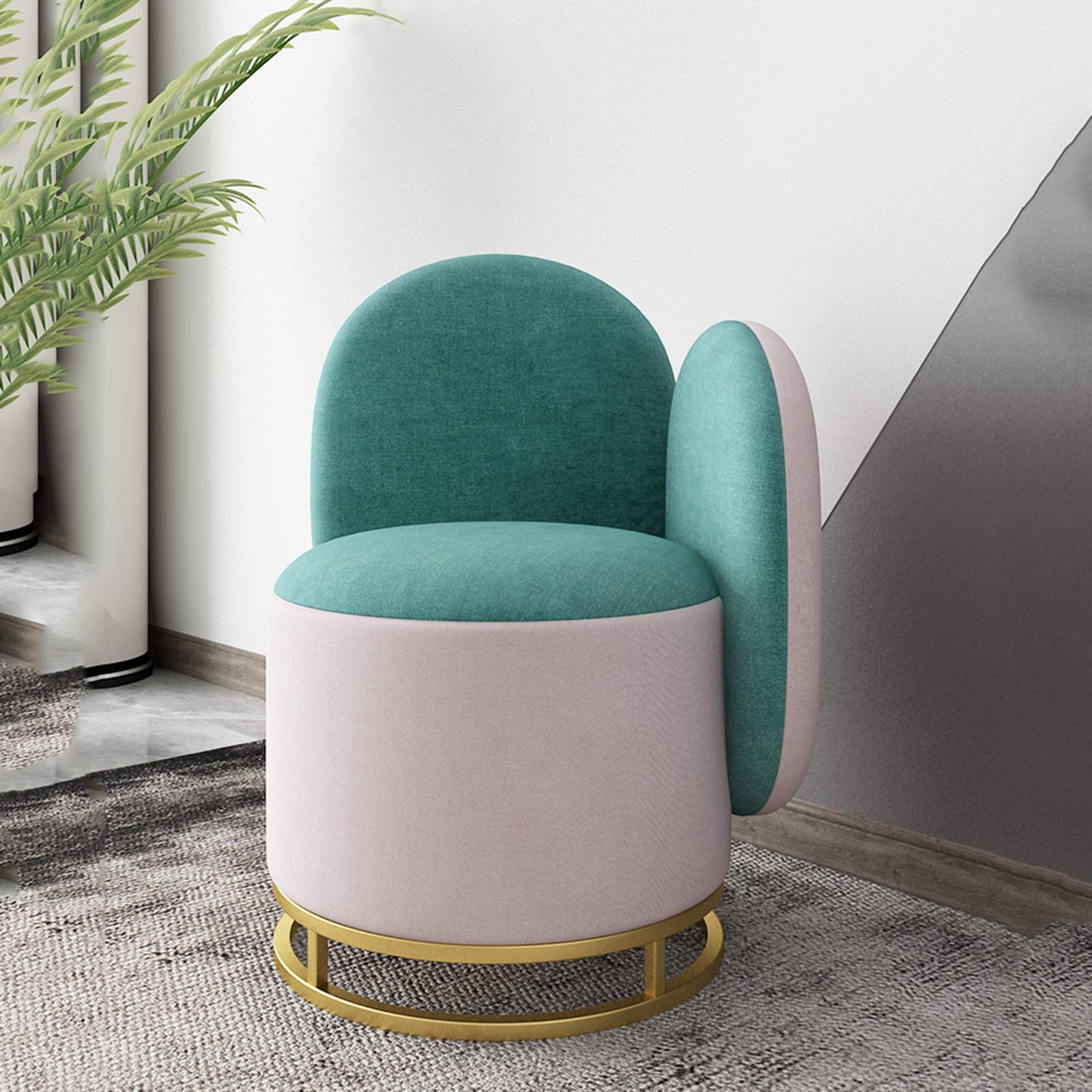 Velvet Upholstered Accent Chair with Brass Gold Metal Legs - Modern Vanity Makeup Chair for Bedroom, Dressing Room & Lounge | Elegant White Leisure Seating for Women's Dressing Table, Boudoir & Beauty Salon