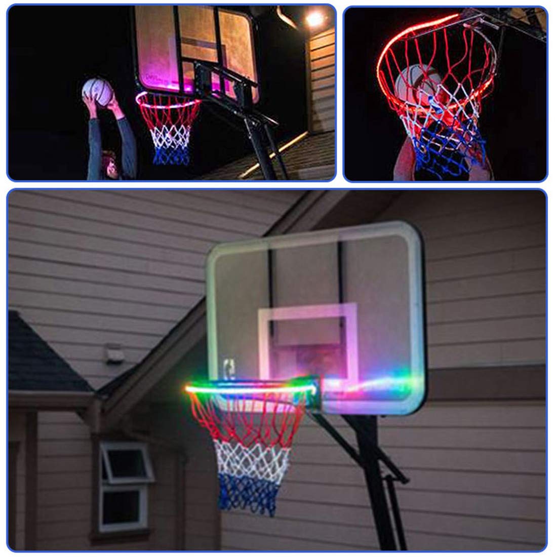 Waterproof LED Basketball Hoop Lights - Solar Powered Rim Lighting for Outdoor Night Games | Perfect for Kids, Adults, Parties & Training | Motion Activated Color Changing System for Backyard, Driveway & Court Play