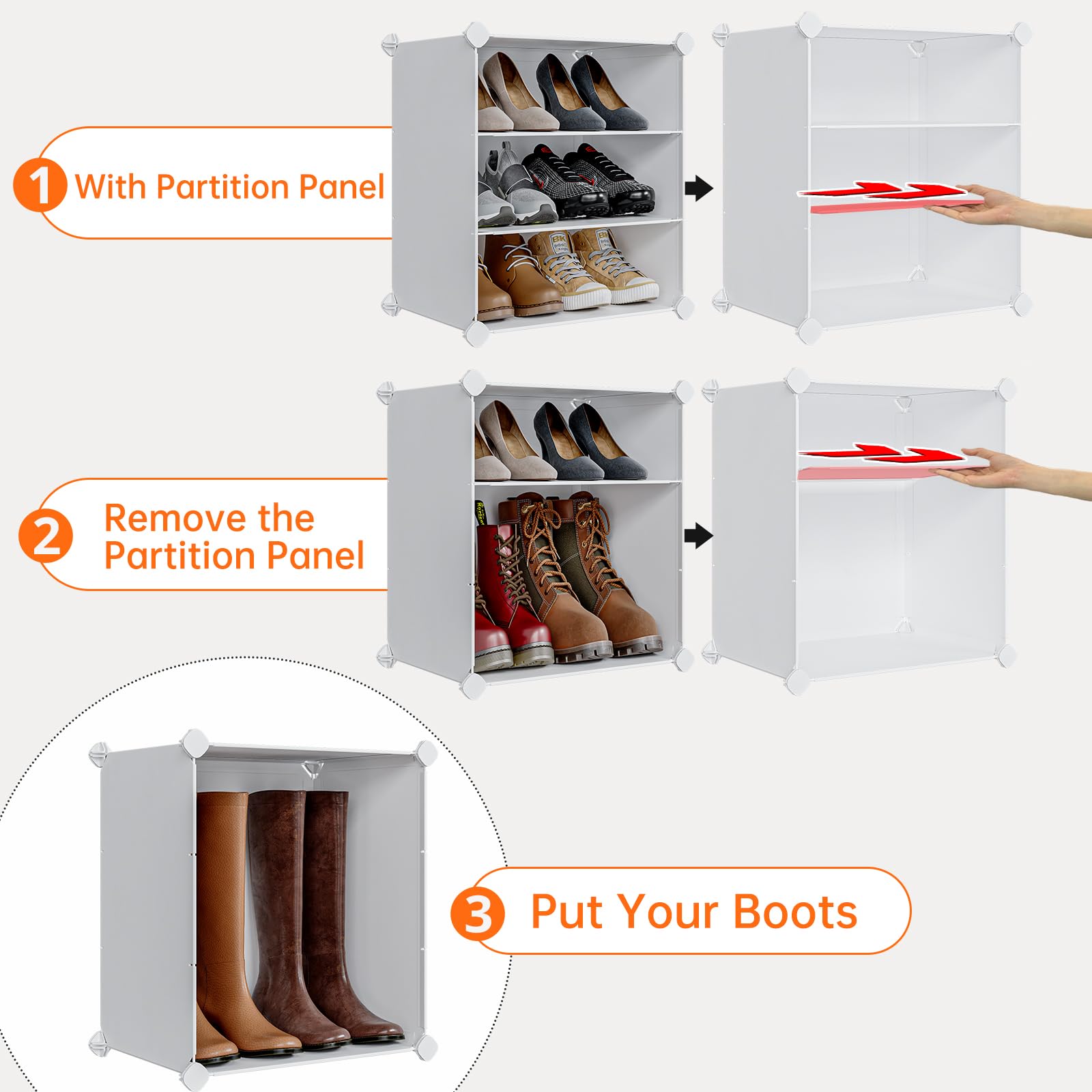MAGINELS 72 Pairs Shoe Rack Organizer - Large Tall Shoe Storage Cabinet with Shelves for Closet, Bedroom, Hallway - White (48x12x72 inches) | Perfect for Organizing Shoes in Living Room, Entryway & Small Spaces