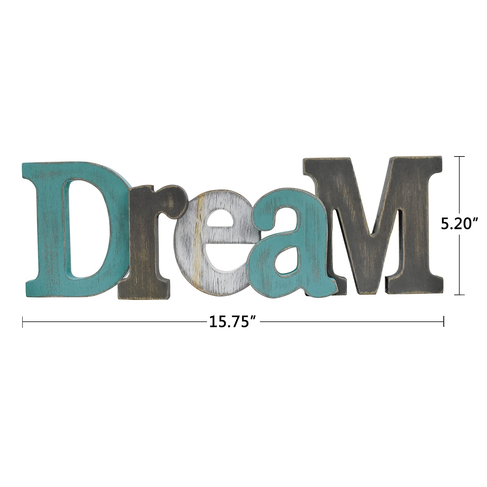 Rustic Wood Home Sign Wall Decor - Dream Hanging Letters for Living Room