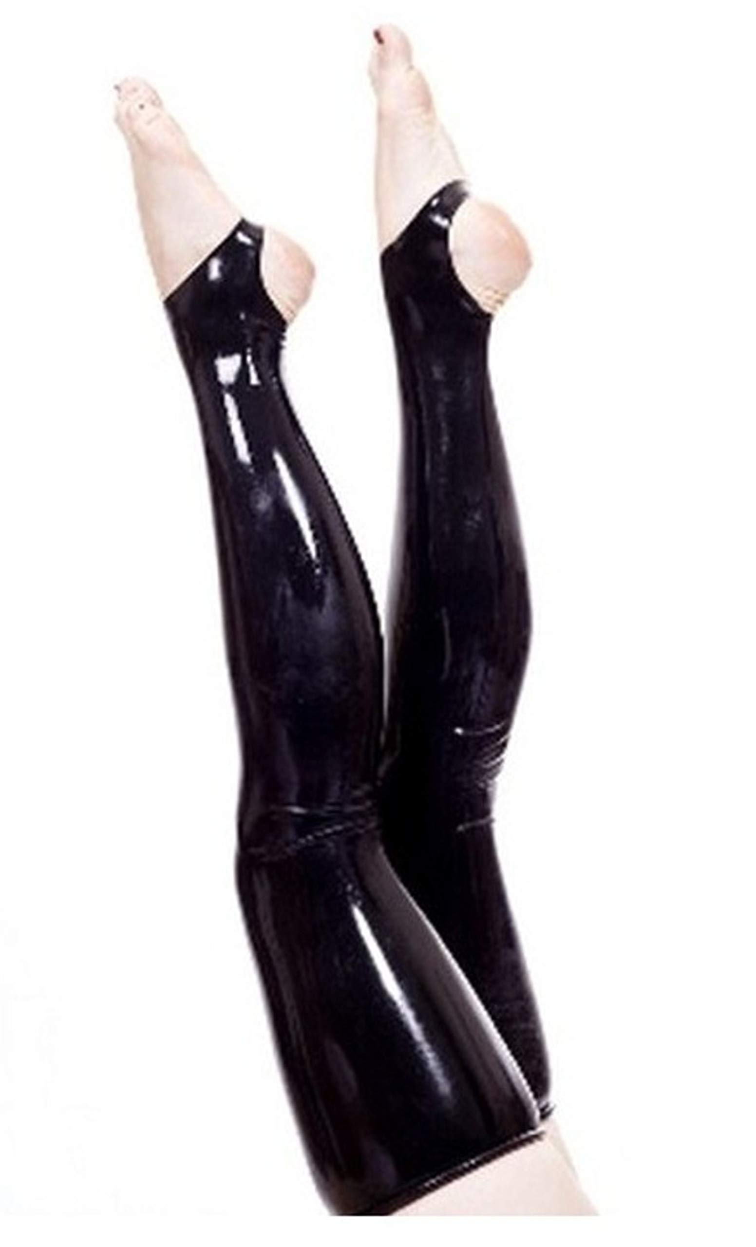 Sexy Latex Thigh High Open Toe Stockings for Women - Fetish & Fashion Stockings - Medium Size Black Latex Stockings - Perfect for Cosplay, Role Play & Nightwear