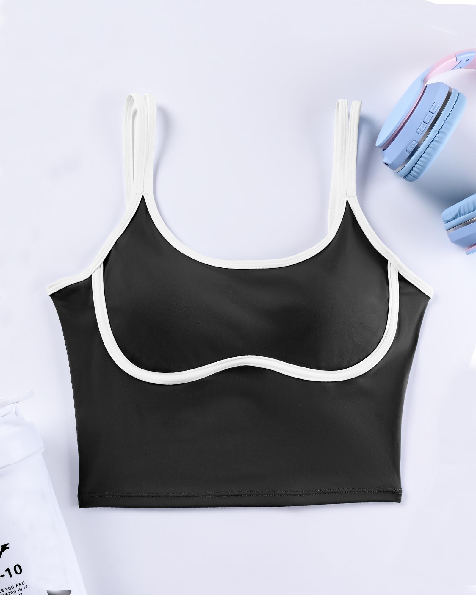 XUNYU Women's Longline Sports Bra - High Support Workout Top with Built-in Bra, Yoga Tank Top, Scoop Neck Athletic Shirt for Running, Gym & Yoga | Breathable & Comfortable Activewear