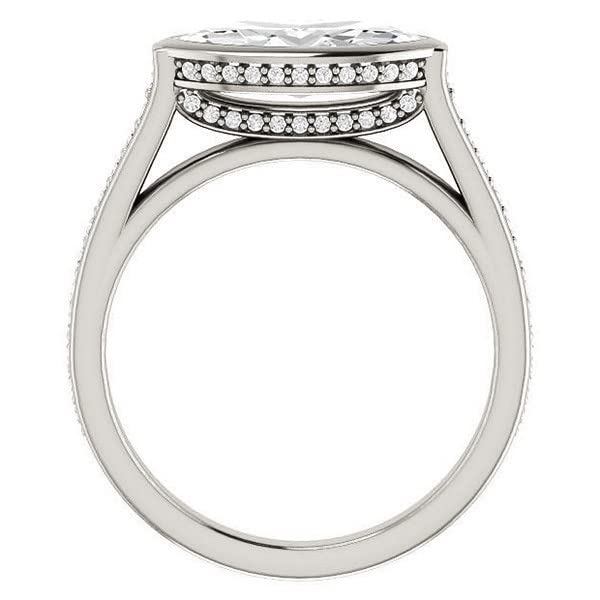 3 CT Marquise Colorless Moissanite Engagement Ring Set for Women - Sterling Silver Wedding Bridal Ring Set with Diamond Solitaire Bezel - Perfect for Proposals, Anniversaries & Special Gifts