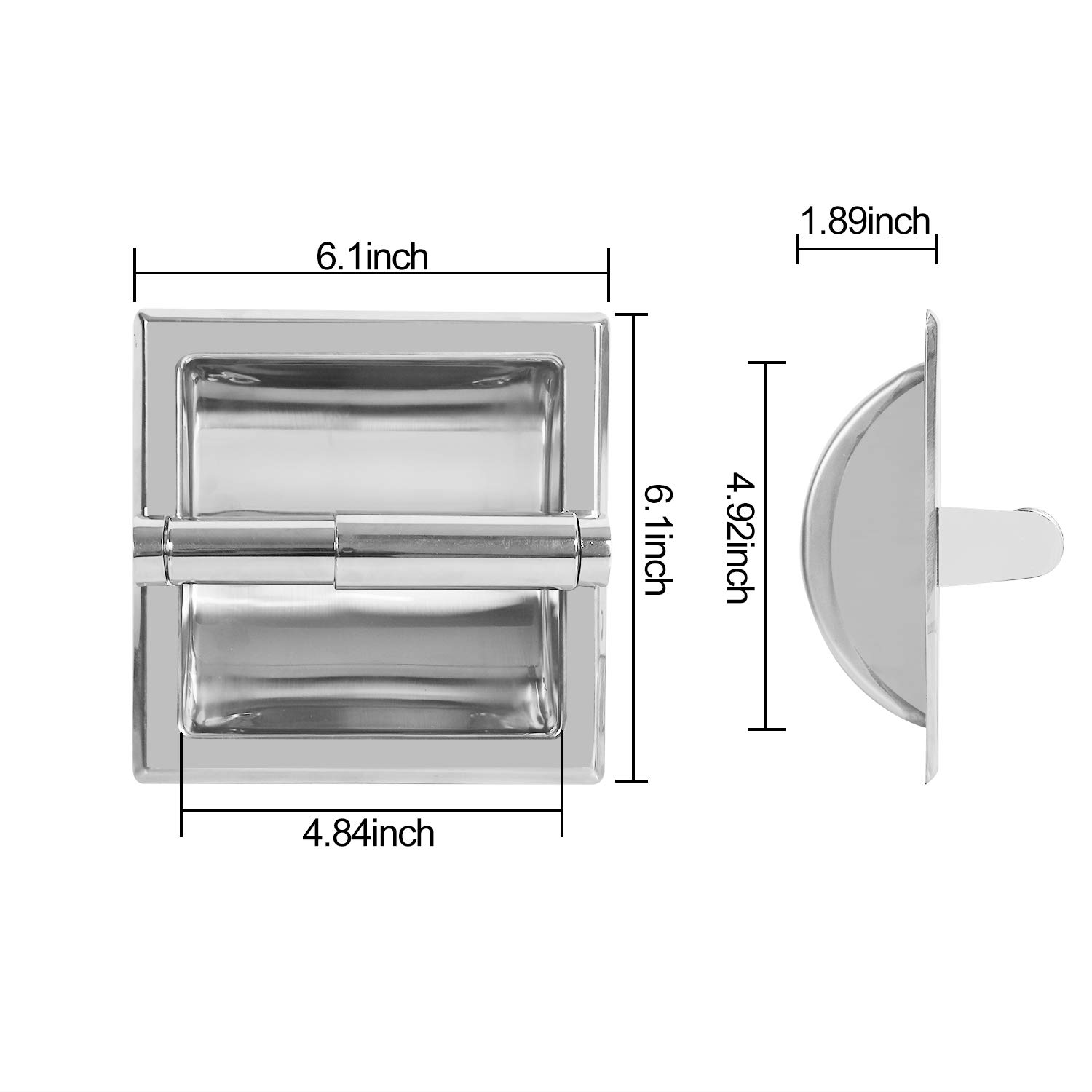 KEILEOHO Recessed Toilet Paper Holder - Mirror Finish Stainless Steel Built-in Tissue Paper Rack - Anti-Corrosion & Stable Wall Mount Roll Paper Dispenser - Fits Cement & Wooden Walls (1 Pack) - Perfect for Bathroom, Kitchen & Office Organization