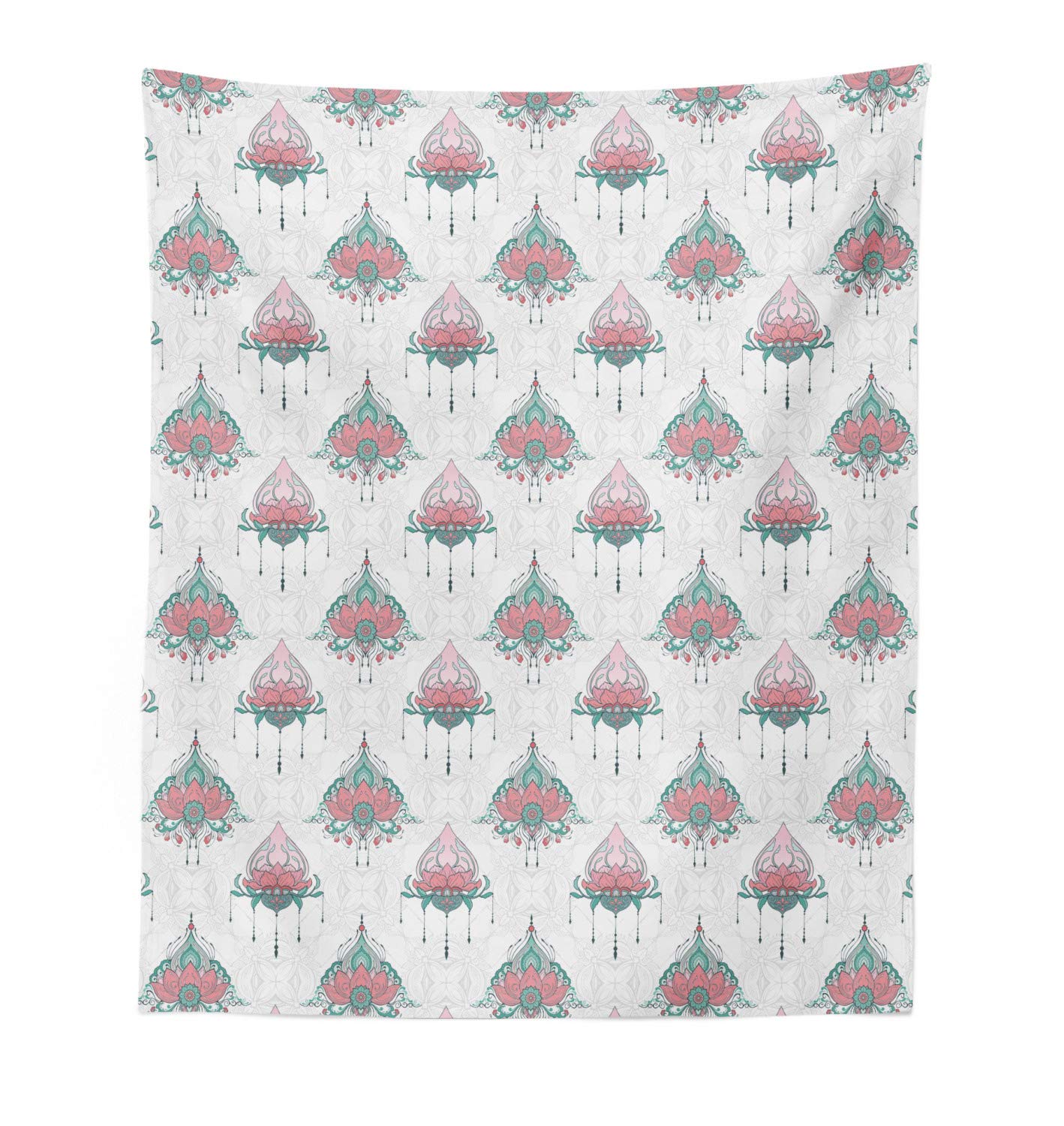 Ambesonne Lotus Tapestry Wall Hanging - Oriental Floral Design for Yoga & Meditation, Pink Multicolor Fabric Decor for Bedroom, Living Room, Dorm (23