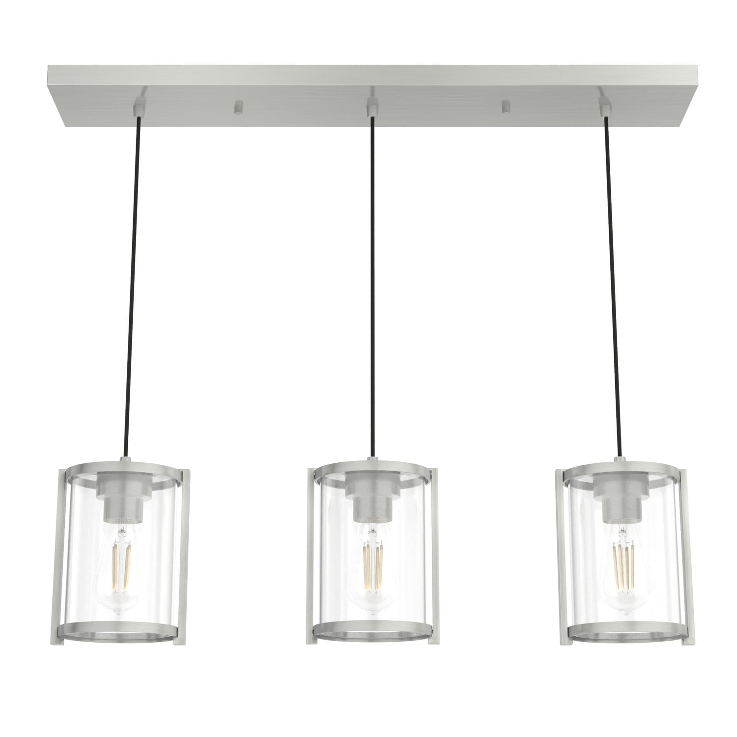 Astwood 3-Light Brushed Nickel Linear Cluster Pendant - Perfect for Kitchen Island, Dining Room & Modern Home Lighting