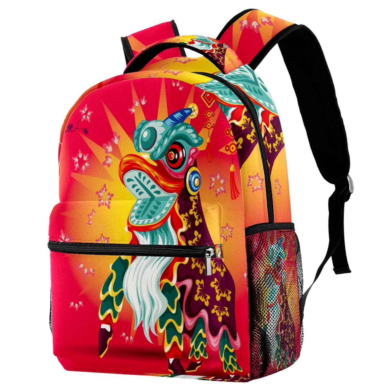 Chinese Lion Dance Backpack - Large Travel & School Bag for Kids & Adults | Festival & Daily Use