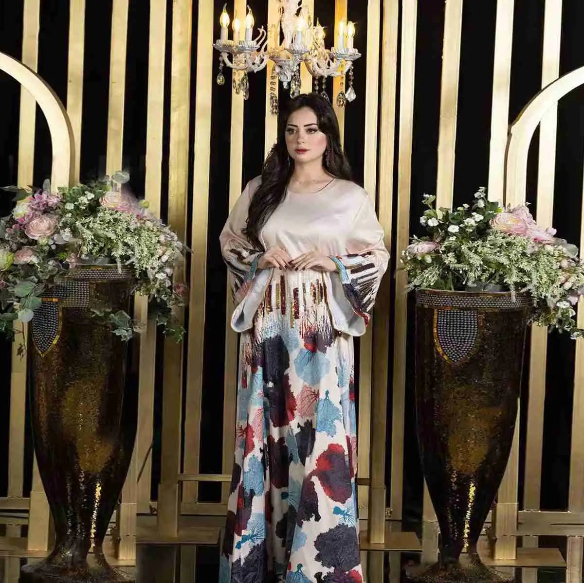 Elegant Eid Dress for Women - Sparkling Sequins Muslim Caftan Kaftan Dress - Perfect for Eid Celebrations, Weddings & Special Occasions