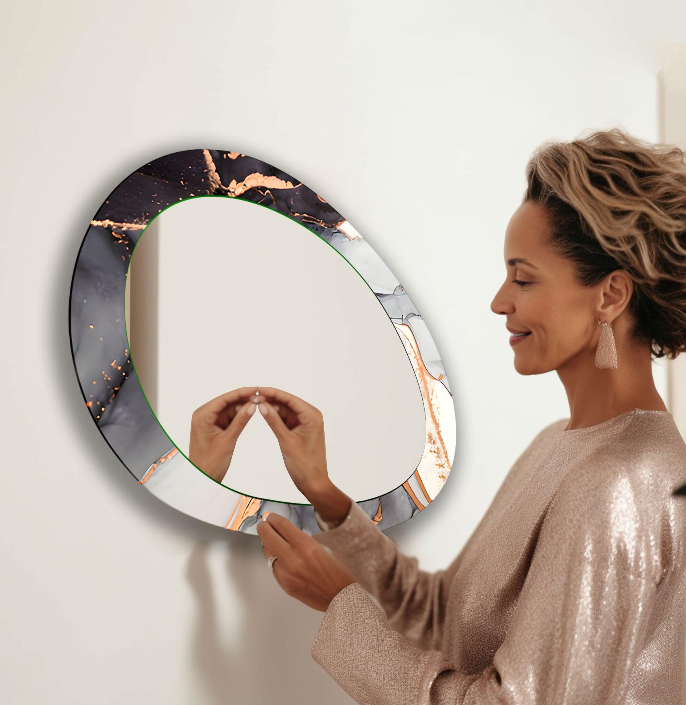 Elegant Black and Gold Full-Length Wall Mirror - Modern Home Decor for Bedroom, Living Room, or Entryway