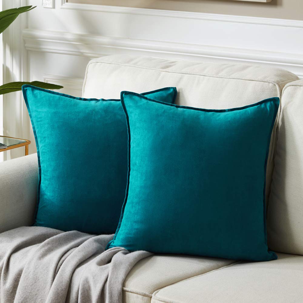 Premium Faux Suede Decorative Throw Pillow Covers - 2 Pack (24