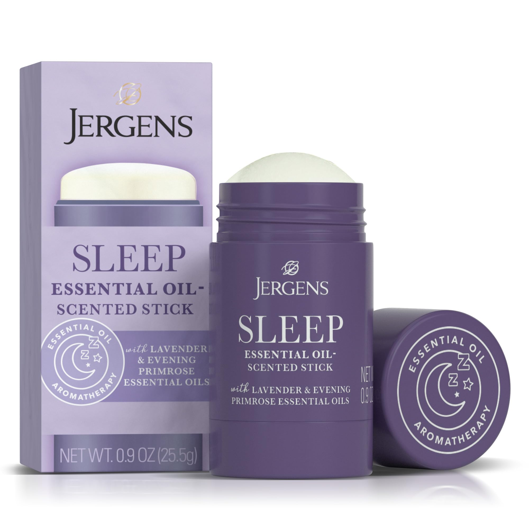 Jergens Sleep Stick Restful Blend Essential Oil Balm - Lavender & Evening Primrose Aromatherapy for Relaxation & Better Sleep, 0.9 Oz - Perfect for Nighttime Routine, Travel & Stress Relief