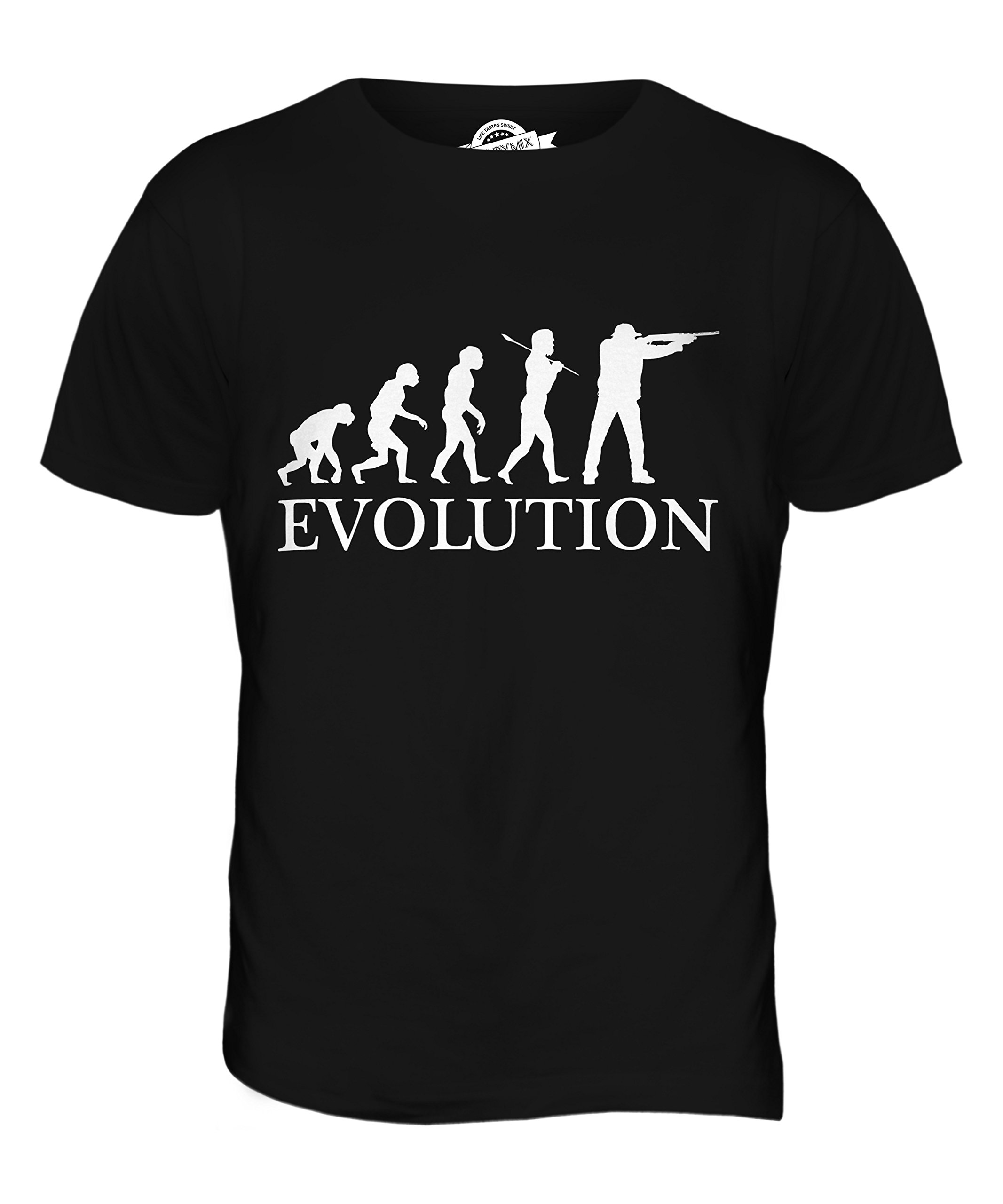 Men's Clay Pigeon Shooting Evolution of Man Graphic T-Shirt - Funny Hunting & Outdoor Enthusiast Tee for Casual Wear, Range Days & Gifts