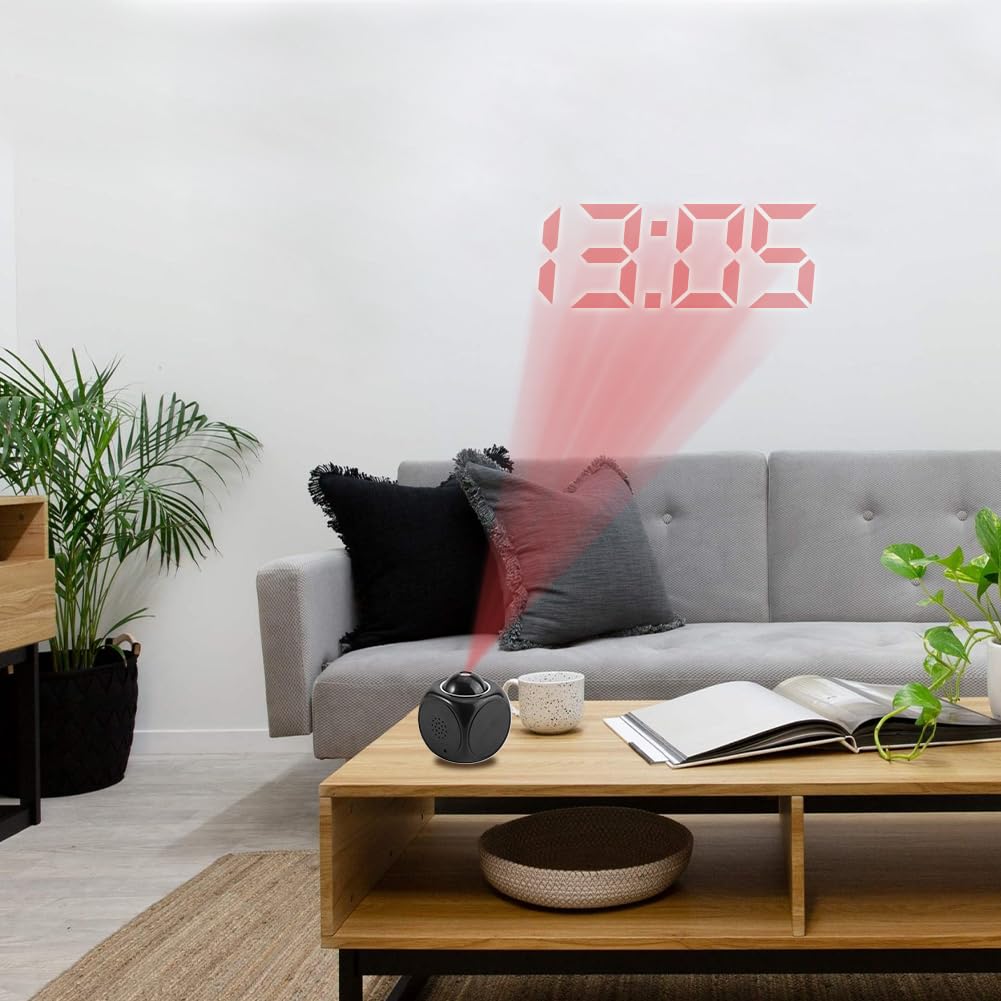 Wireless Projection Alarm Clock with LED Display, Digital Time & Temperature Projector for Bedroom Ceiling - Perfect for Nightstand, Kids Room, Home Office & Sleep Timer Use