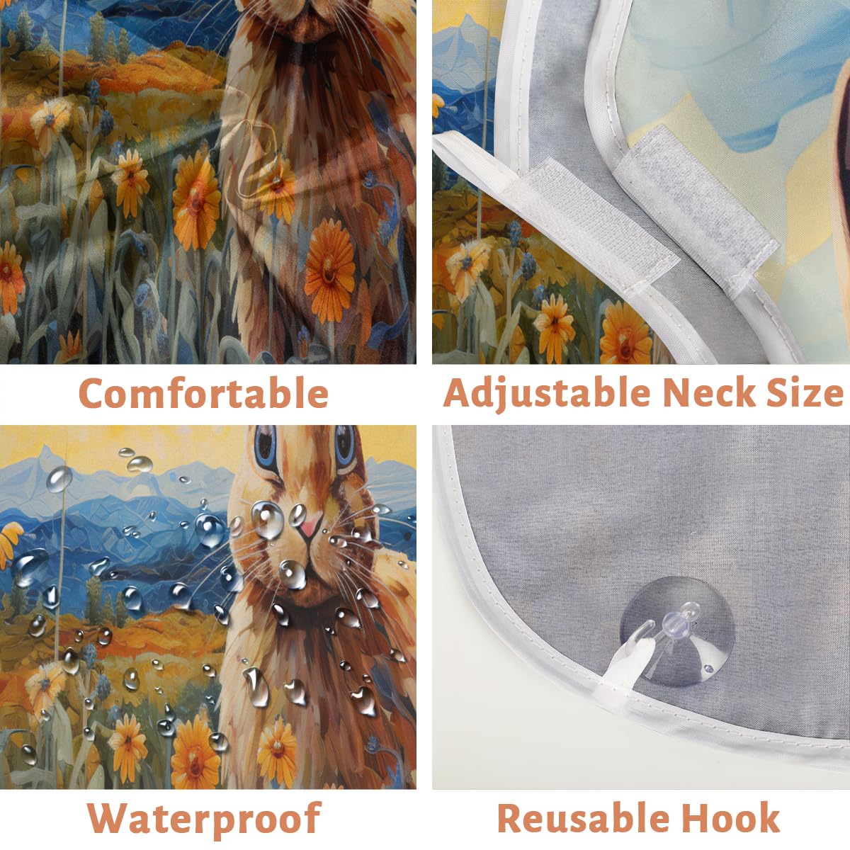 Men's Rabbit Oil Printing Beard Shaving Bib - Waterproof Barber Apron for Hair Dye & Makeup - Sink Hair Catcher for Beard Trimming & Lineup - Perfect Gift for Barbers & Stylists (Great for Salon, Home Grooming & Professional Use)