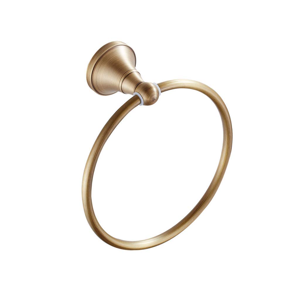 Antique Brass Leyden Towel Ring - Hand Towel Holder for Bathroom, Brushed Shower Towel Hanger, Round Wall Mounted - Perfect for Bathroom, Kitchen, and Spa Decor