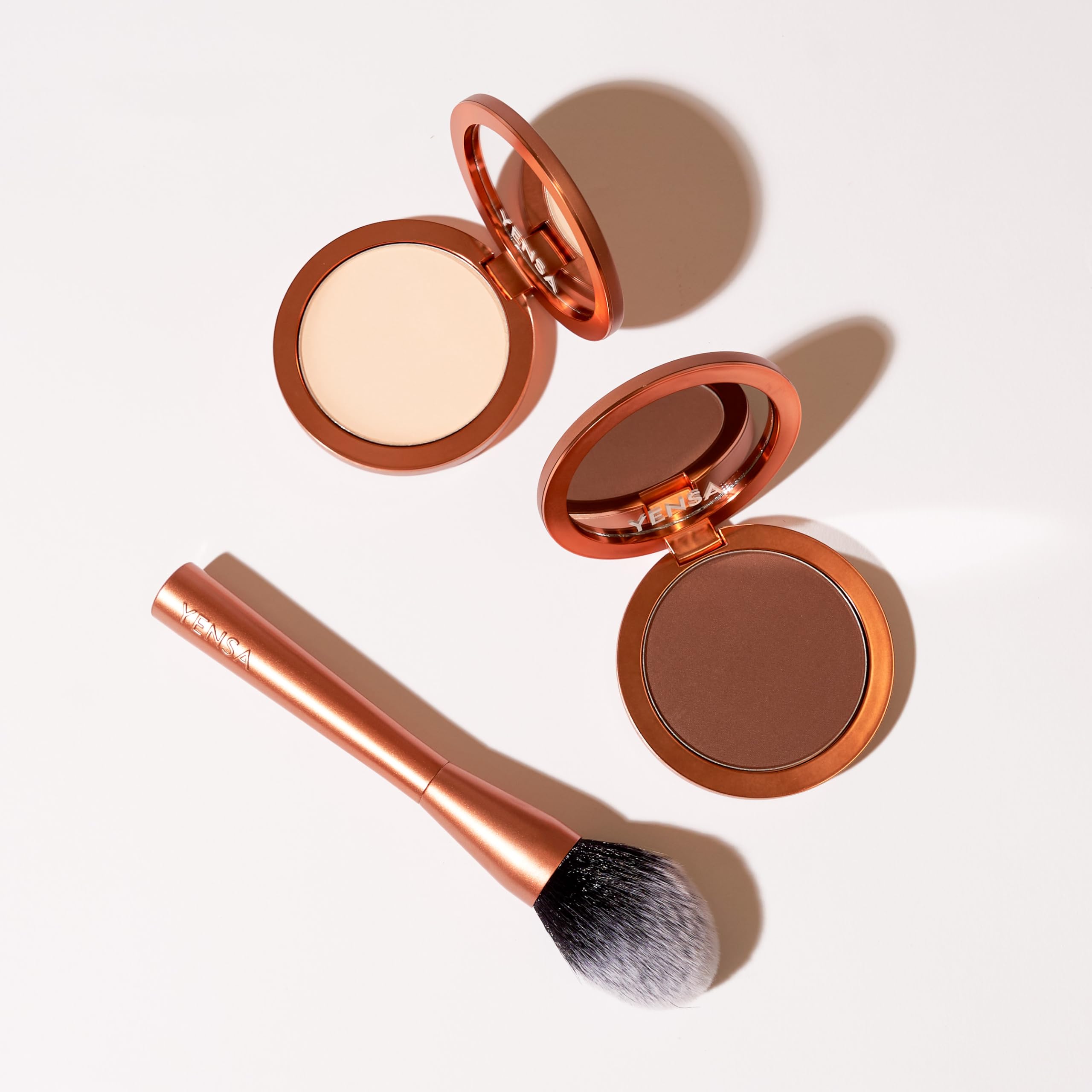 YENSA Super Serum Silk Powder Foundation - Matte Makeup for Pore Blurring & Smoothing - Lightweight Medium Coverage for Even Skin Tone & Natural Glow - Light Medium 1 (0.35 oz) - Perfect for Daily Wear, Photo Shoots & Special Occasions