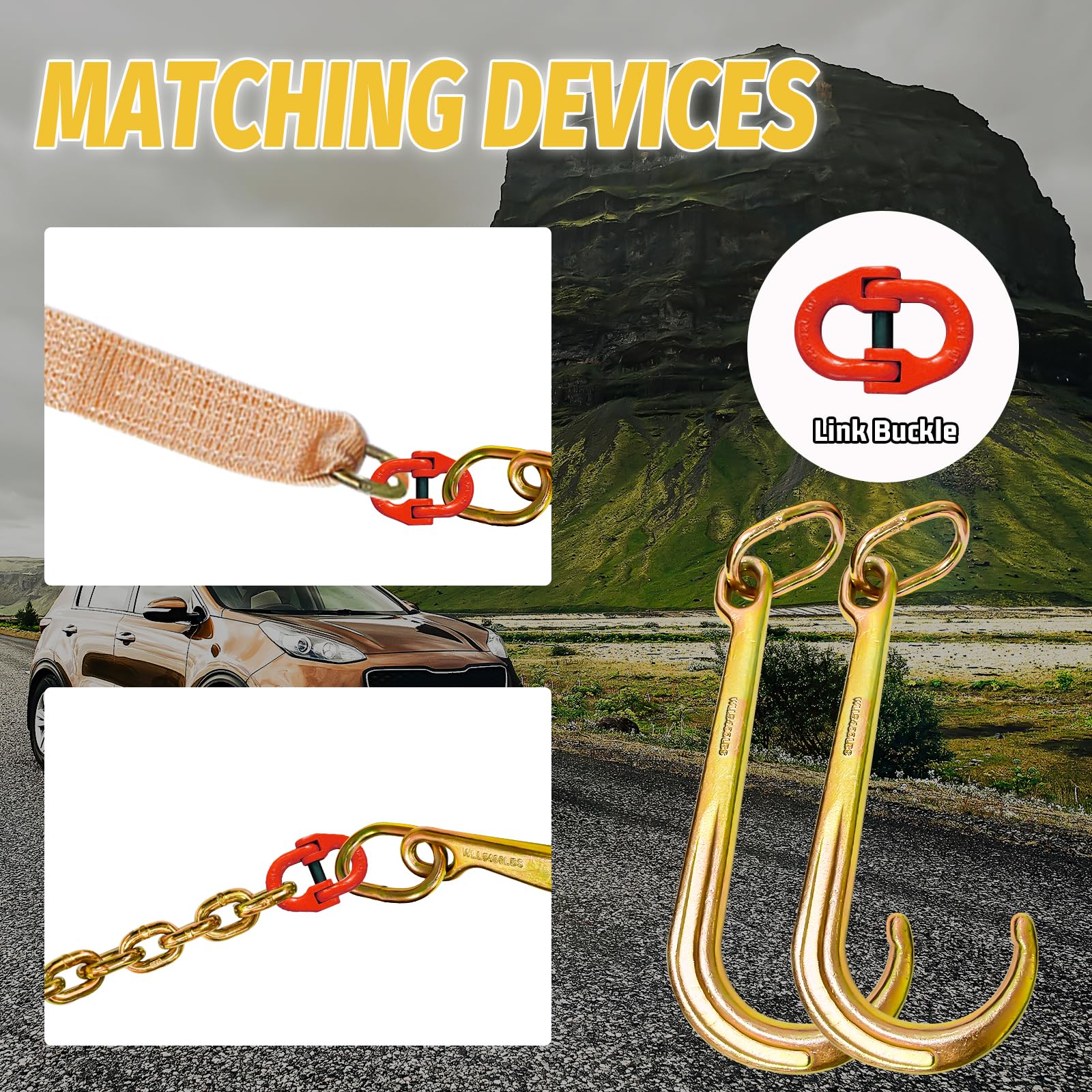 15 Inch Heavy Duty J Hook G70 Towing Hooks - 5400 Lbs Working Load Limit, Clevis Trailer Hooks for Coupling Link & Axle Strap - Ideal for Wrecker Rollback, Tow Chains, and Truck Equipment (Perfect for Trailers, Off-Road Recovery & Towing Operations)