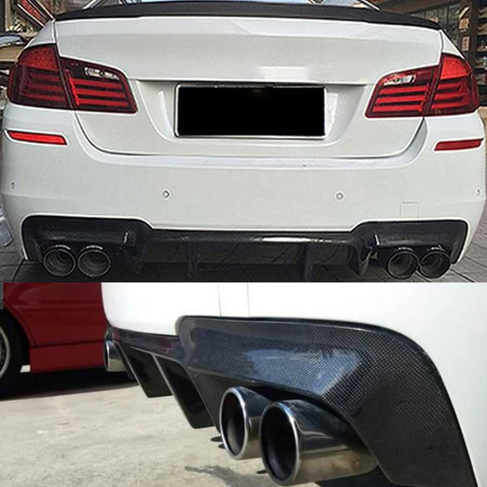 Carbon Fiber Rear Bumper Lip Diffuser for BMW 5 Series F10 M5 (2012-2017) Sedan - Quad/Dual Exhaust Outlet - Enhances Aerodynamics & Sporty Look - Perfect for Car Enthusiasts & Performance Upgrades