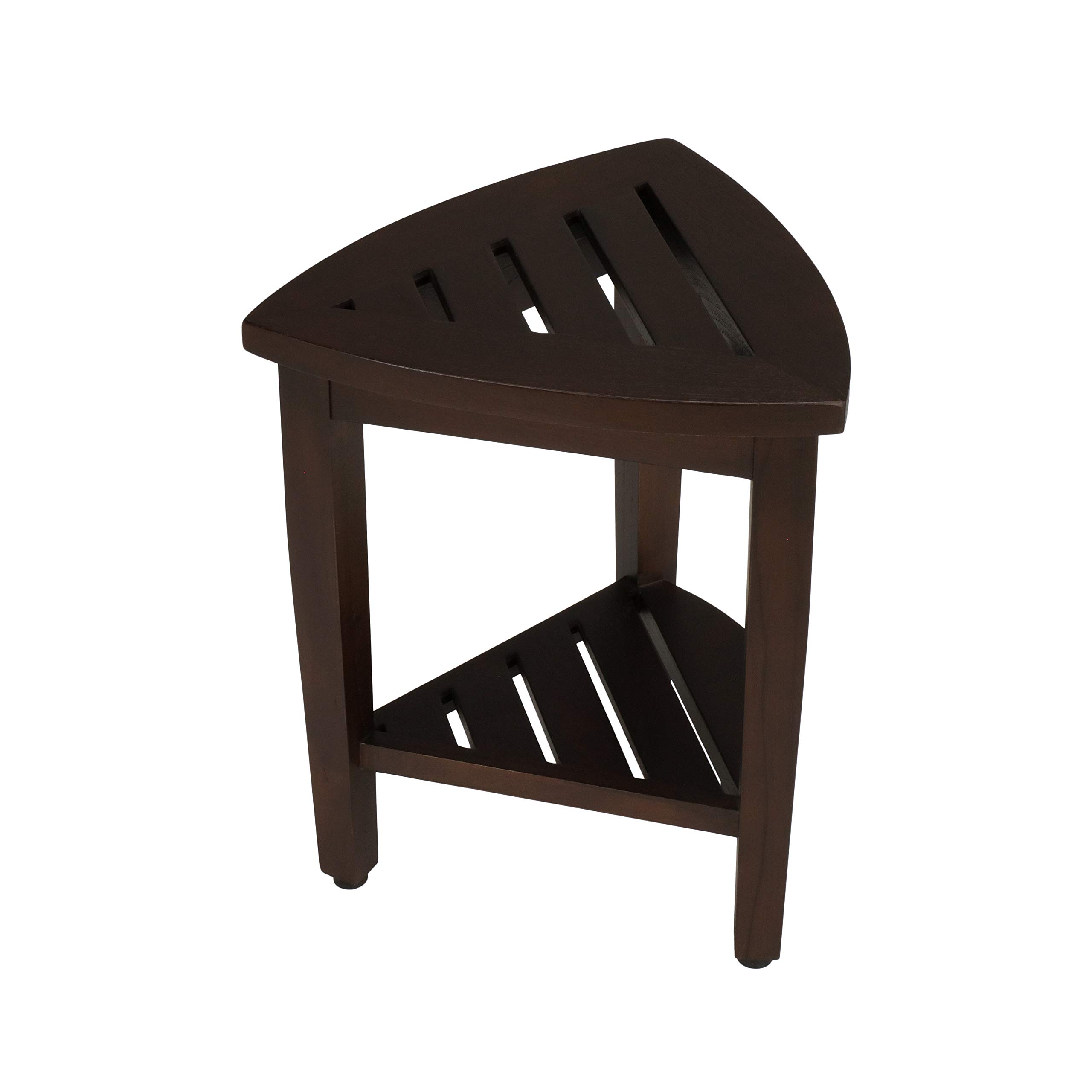 Premium Waterproof Teak Wood Shower Bench with Storage Shelf - Non-Slip Shower Stool Seat for Bathroom Safety & Organization - Ideal for Spa, Elderly & Handicap Accessibility in Showers