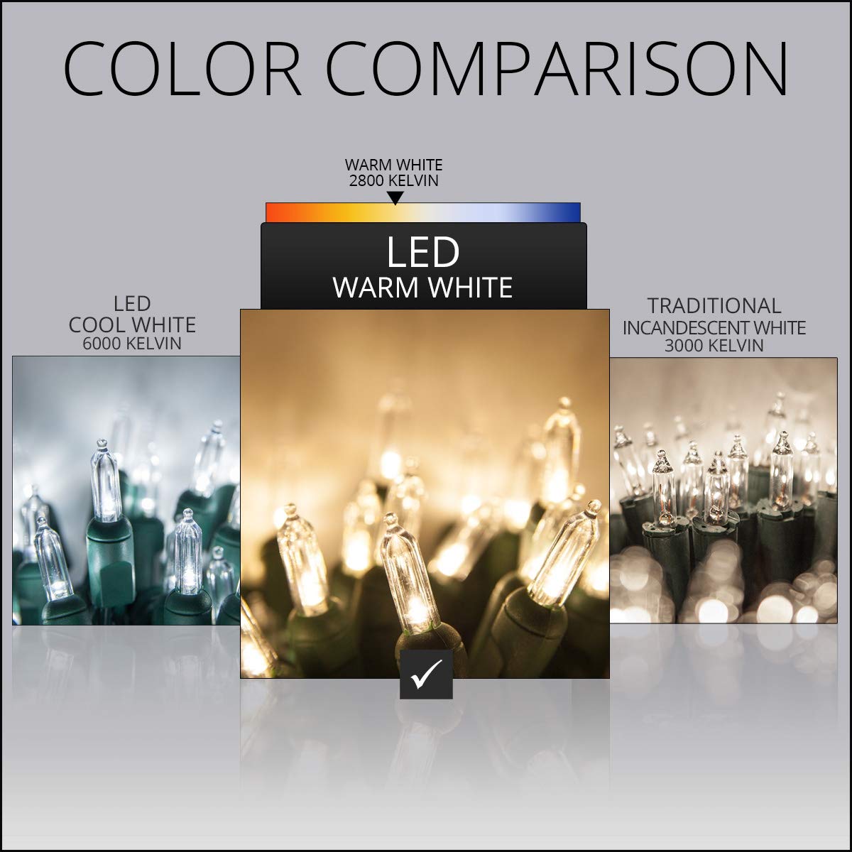50 T5 LED Christmas Tree Lights Warm White - 25.5ft Wintergreen Holiday String Lights for Indoor Decor, Bedroom, Dorm Room & Christmas Tree | Energy Efficient Mini LED Lights for Cozy Winter Decorations