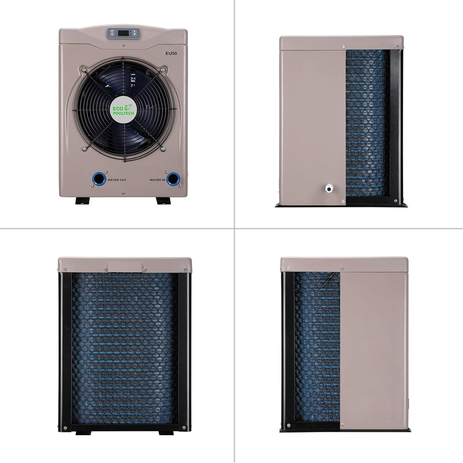 Energy Efficient Electric Heat Pump Pool Heater - 16,184 BTU for Above Ground Pools Up to 5,000 Gallons | Compatible with 8ft/11ft/15ft Swimming Pools | 110V-120V/60Hz | Perfect for Backyard, Inground & Residential Pool Heating