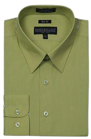 DANIEL ELLISSA Men's Slim Fit CVC Dress Shirt DS3003 - Breathable & Comfortable Formal Wear for Office, Business & Special Occasions - Lime Green