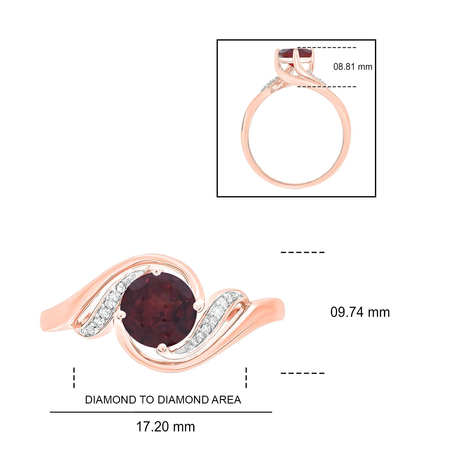 10K Gold Gemstone Bypass Ring for Women - Diamond Accent Bypass Shank Fashion Ring with Natural Gemstone in Yellow, Rose or White Gold | Elegant Gift for Anniversary, Valentine's Day or Special Occasion