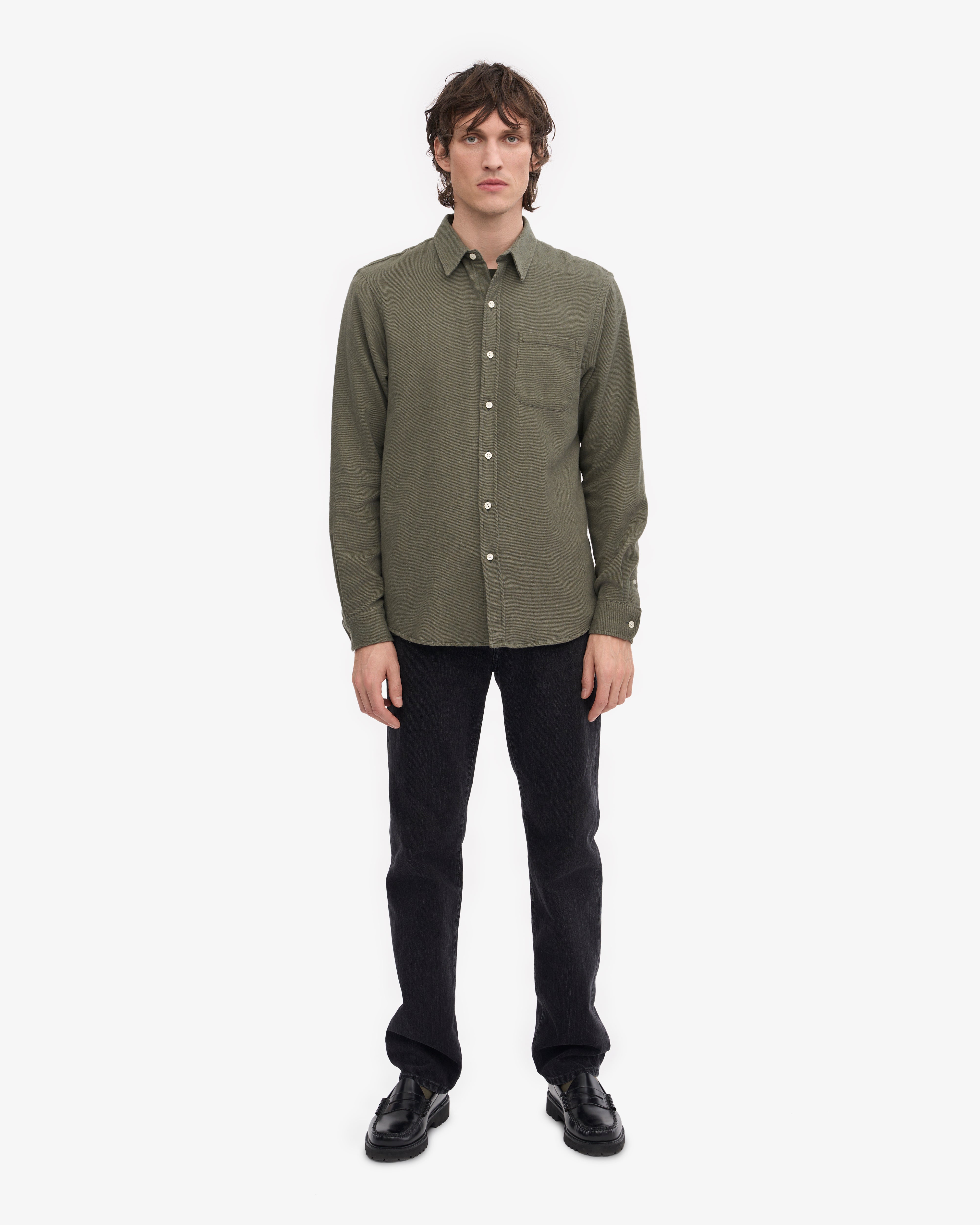 Organic Flannel Shirt for Men - Soft 100% Cotton Plaid Button Down Shirt in Dusty Olive - Perfect for Outdoor Camping, Hiking and Casual Wear
