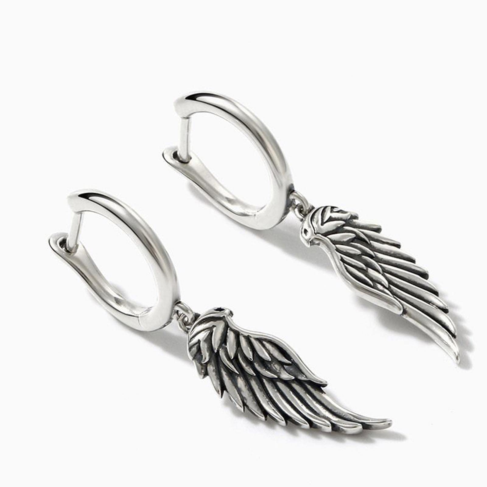 Jeulia Sterling Silver Hoop Dangle Earrings for Women - Small Hoop Earrings with Cross, Wings & Butterfly Charms - Hypoallergenic Punk Goth Jewelry for Teens - Perfect for Parties, Gifts & Everyday Wear