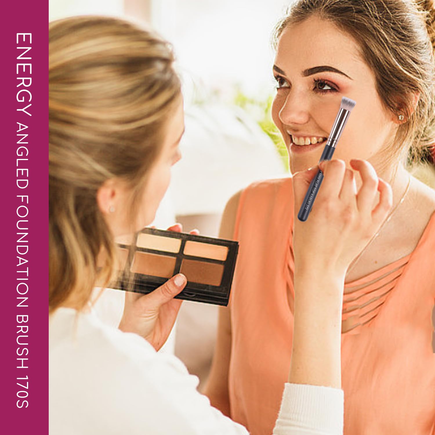 Mini Flat Top Concealer Brush - Vegan Synthetic for Liquid, Cream & Powder - Perfect for Under Eye & Setting