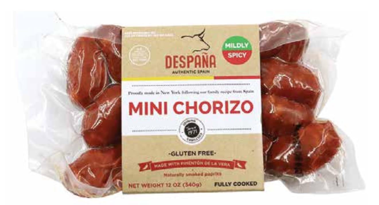 Despana Mildly Spicy Mini Chorizo Sausage - Gluten Free, Fully Cooked Spanish Pork Sausage (12oz, 2-Pack) - Perfect for Tapas, Charcuterie Boards & Paella
