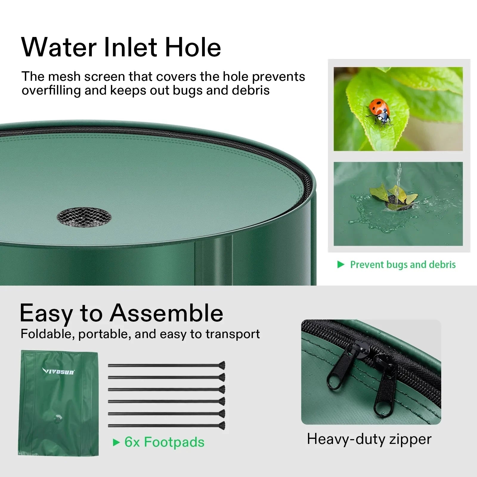 Vivosun 53 Gallon Collapsible Rain Barrel - Water Storage Container for Outdoor Garden, Lawn Irrigation & Emergency Water Supply | Durable & Space-Saving Design
