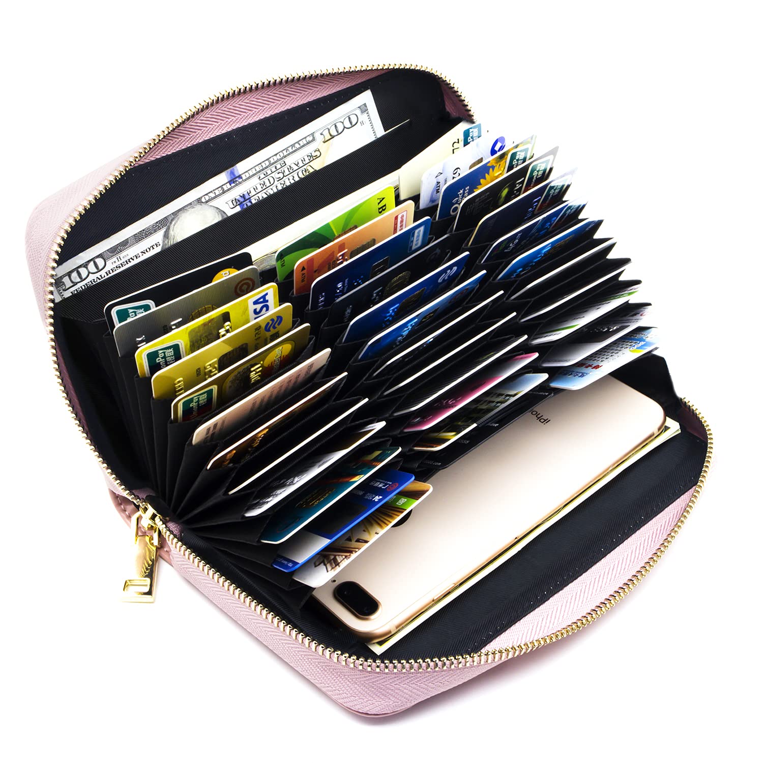 Genuine Leather RFID Blocking Wallet for Women & Men - Slim Credit Card Holder with Zipper Purse & Phone Pocket - Perfect for Travel, Business & Everyday Use