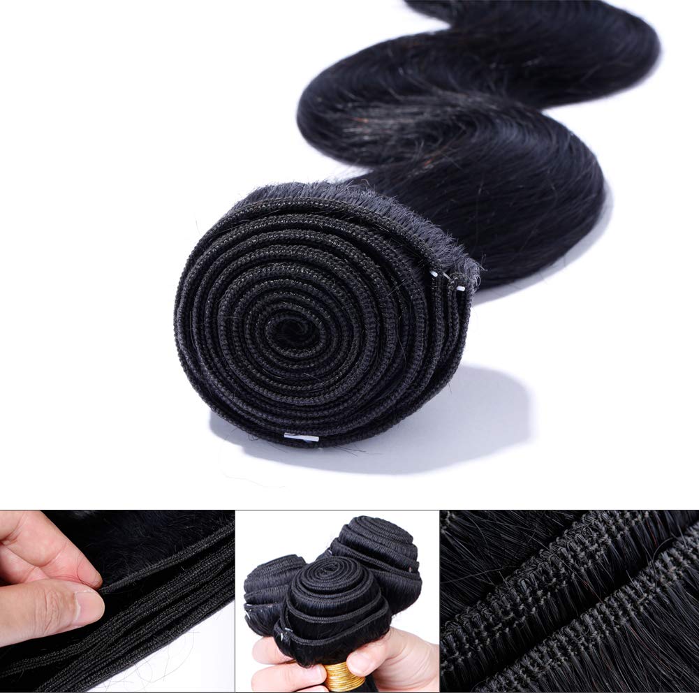Benehair 22 Inch Brazilian Body Wave Human Hair Bundles - 100g #1B Natural Black Real Human Hair Extensions for Sew in Weave | Perfect for Daily Styling, Parties & Special Occasions