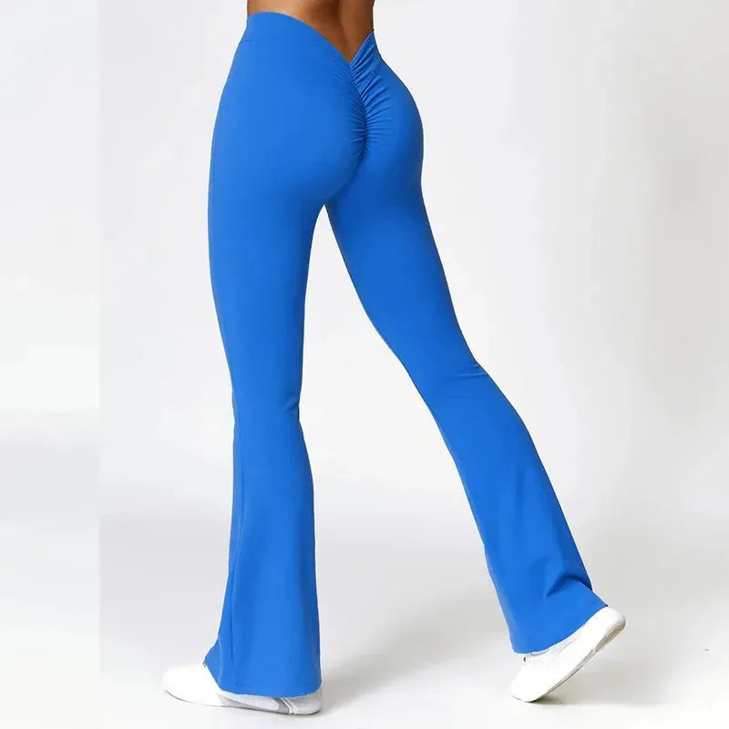 Sexy High Waist V Back Scrunch Flare Leggings for Women - Yoga Pants with Push Up Design, Gym Workout & Sports Activewear - Perfect for Yoga, Pilates, Running and Casual Wear