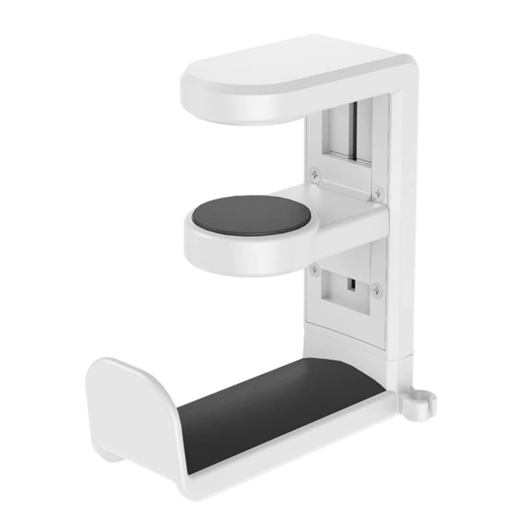 Balikha Under Desk Headphone Stand - Rotating Arm Clamp Mount with Cable Organizer | Universal PC Gaming Headset Holder for Office & Home Workspace (White)