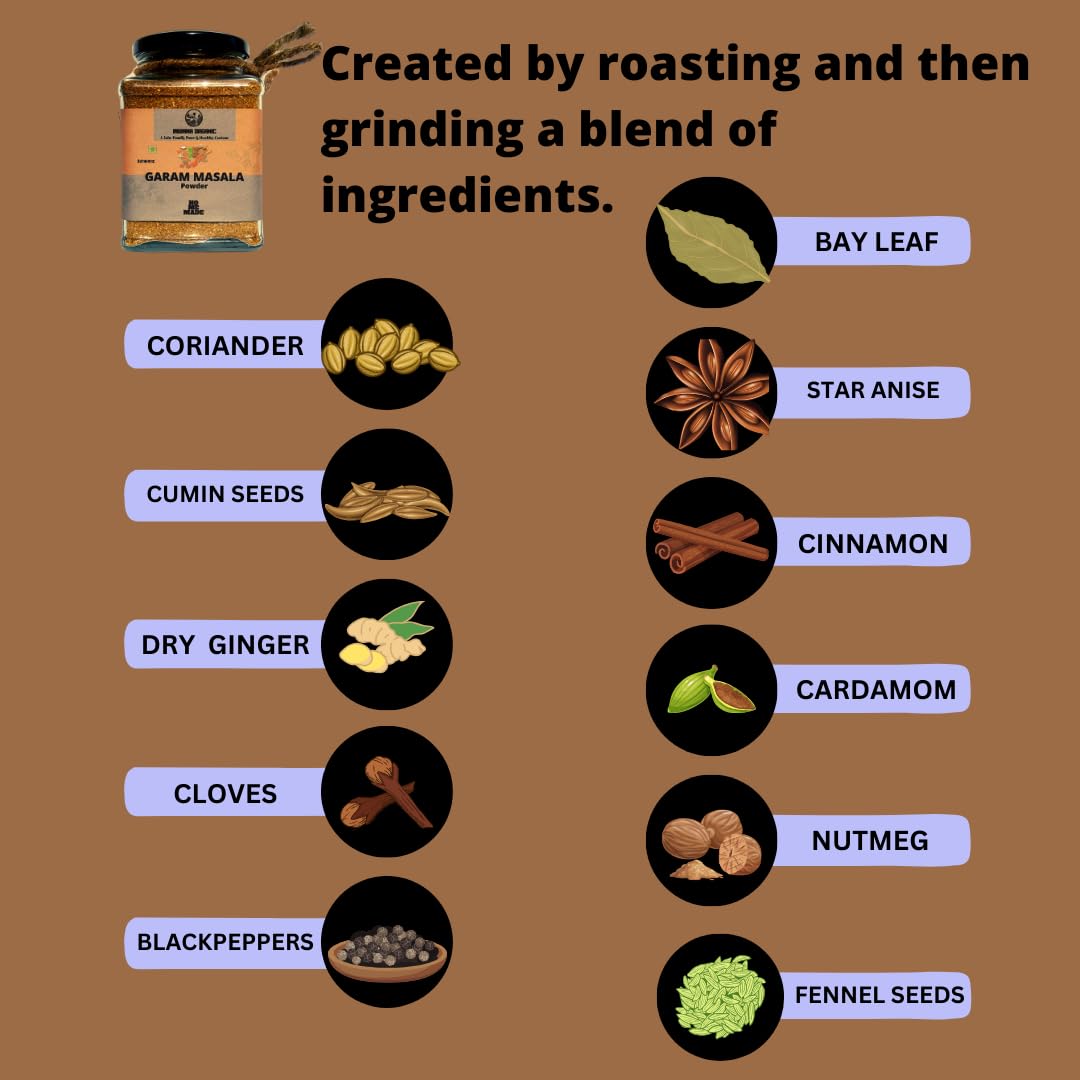 Organic Garam Masala Powder 150g - Authentic Indiana Spice Blend | No Red Chili, No Onion & Garlic | Perfect for Indian Curry, Biryani & Masala Chai