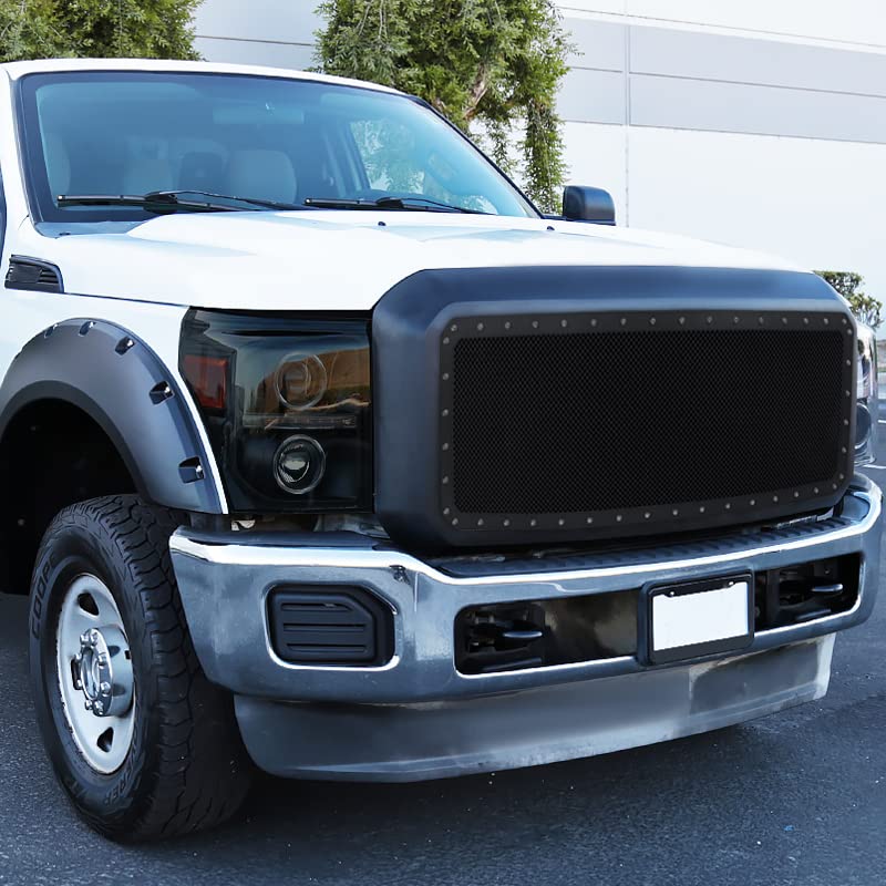 Spec-D Black Smoke Halo LED Headlights for 2011-2016 Ford F250/F350 - Off-Road & Night Driving