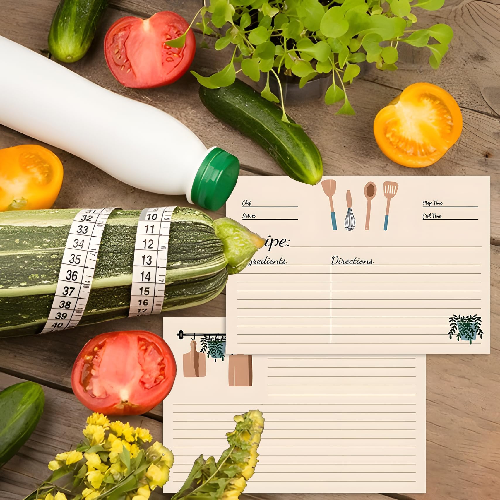 100 Sheets 4x6 Inch Double Sided Blank Recipe Cards - Premium Cardstock for Recording Recipes, Kitchen Organization & Meal Planning - Perfect for Home Chefs, Bridal Showers, Banquet Prep & Cooking Gifts