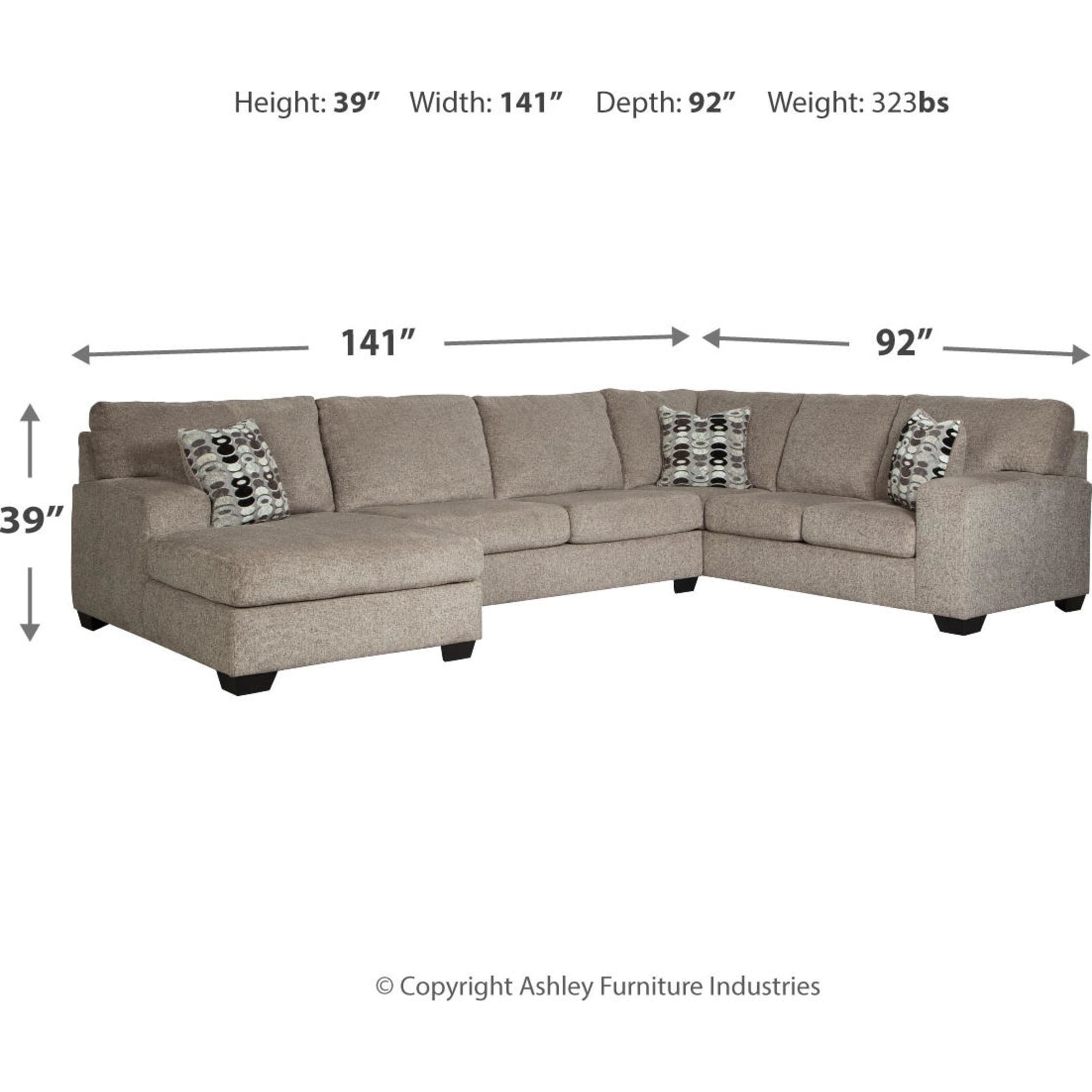 Ballinasloe 3-Piece Sectional Sofa with Chaise Lounge | Modern L-Shaped Couch for Living Room, Family Room & Apartment | Comfortable Fabric Sectional with Reversible Chaise