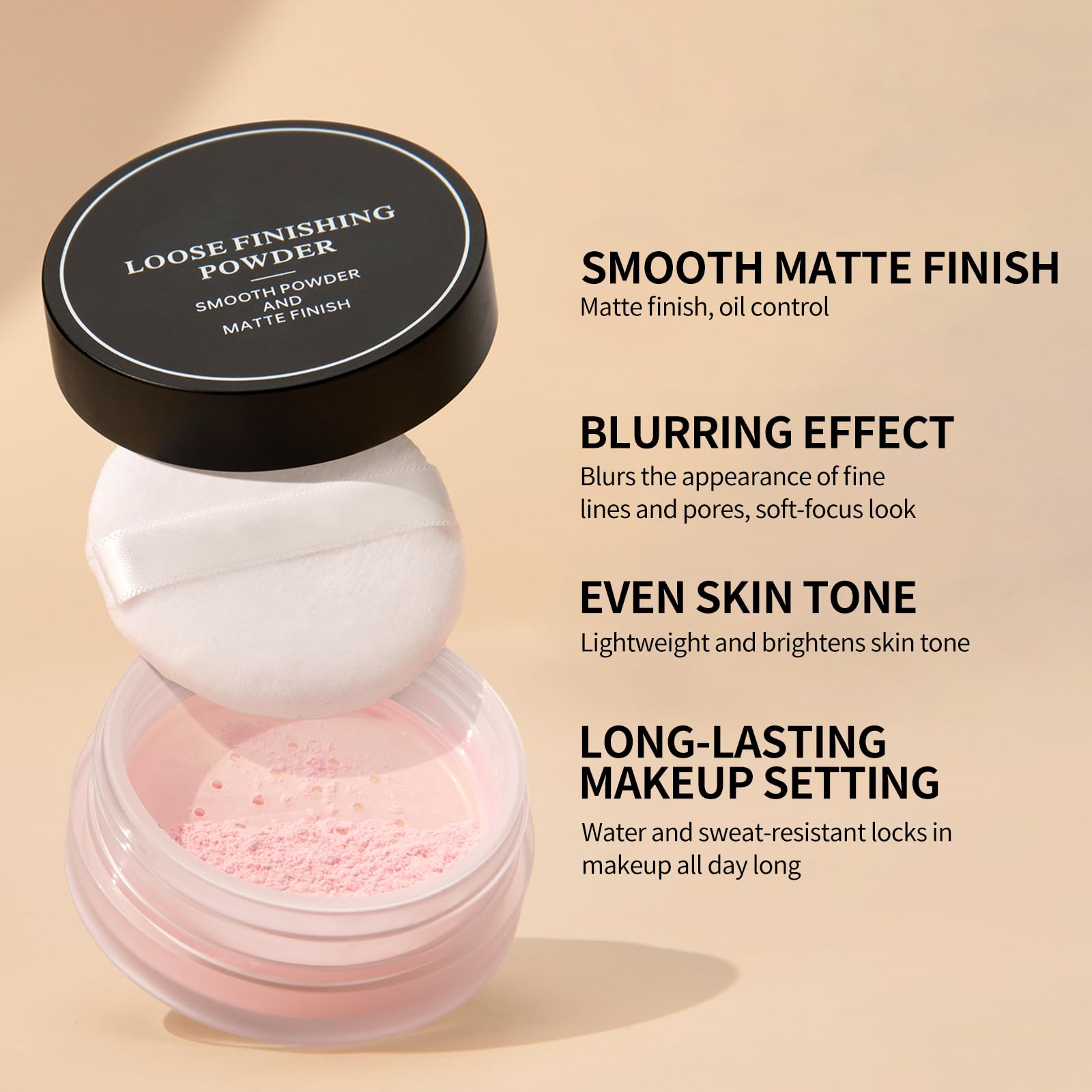 Erinde Blender Setting Powder - Translucent Loose Face Powder with Premium Puff | Matte Finish, Lightweight & Long-Lasting | Soft Focus Makeup for Uneven Skin Tone (Pink) | Perfect for Daily Wear, Photo Shoots & Special Occasions