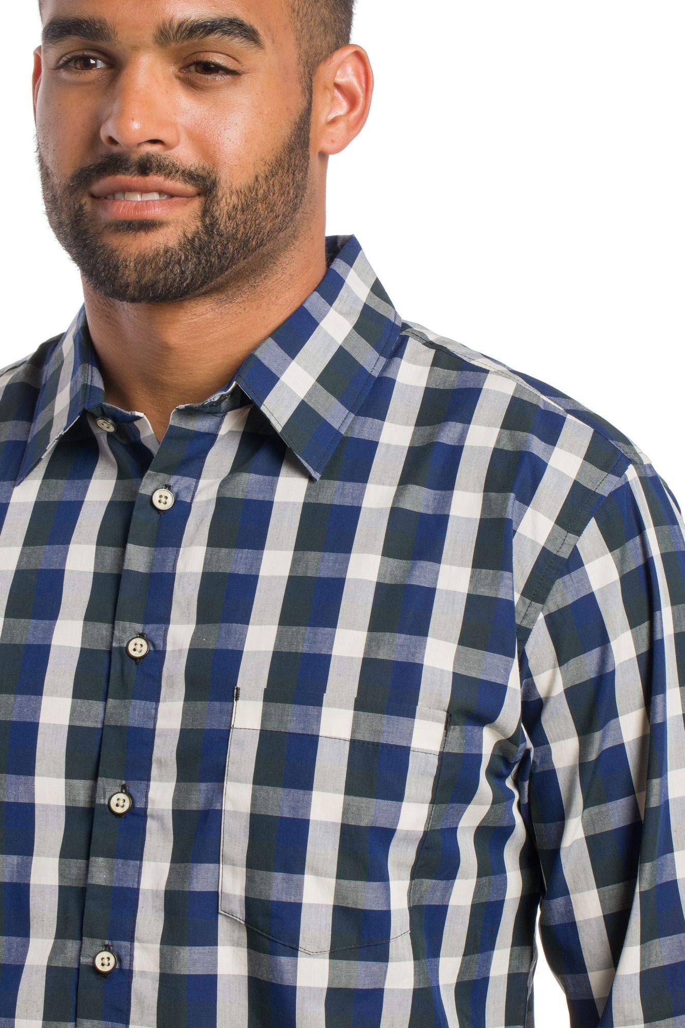 Evergreen Men's Long Sleeve Button-Up Shirt - Waterproof, Stain & Odor Resistant - Perfect for Work, Outdoor & Casual Wear