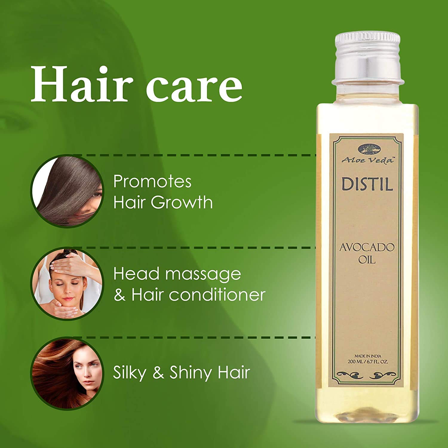Organic Cold-Pressed Avocado Oil for Skin & Hair - 100% Pure Natural Body Massage Oil & Moisturizer for Dry Skin, Face & Scalp (200ml) - Hydrating Treatment for Massage, Hair Care & Skin Nourishment