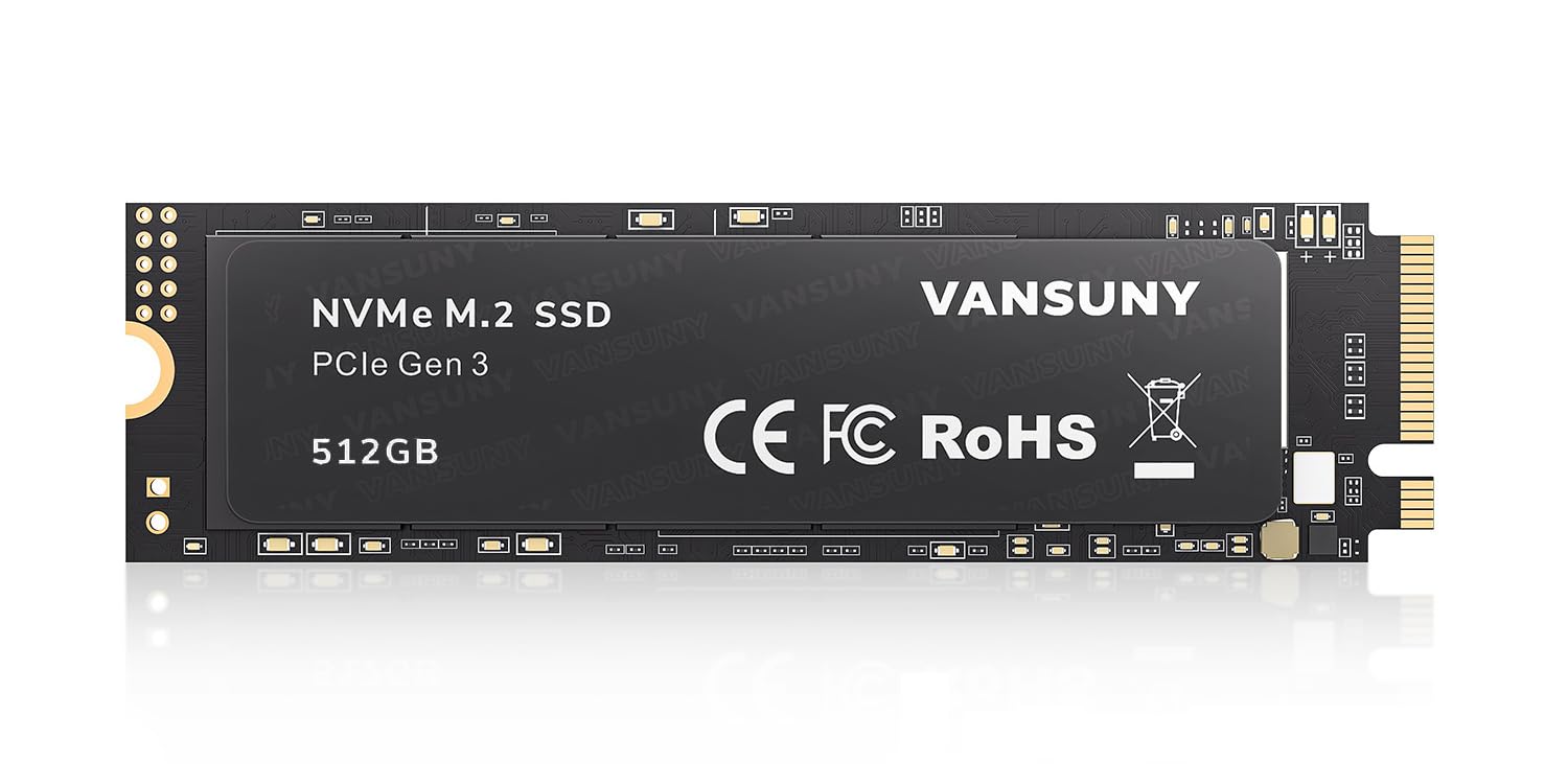Vansuny 512GB M.2 NVMe PCIe Gen3x4 Internal SSD - 3500MB/s Read Speed, 3D NAND TLC, 2280 Form Factor - Perfect for Gaming PCs, Laptops, Video Editing & High-Performance Computing